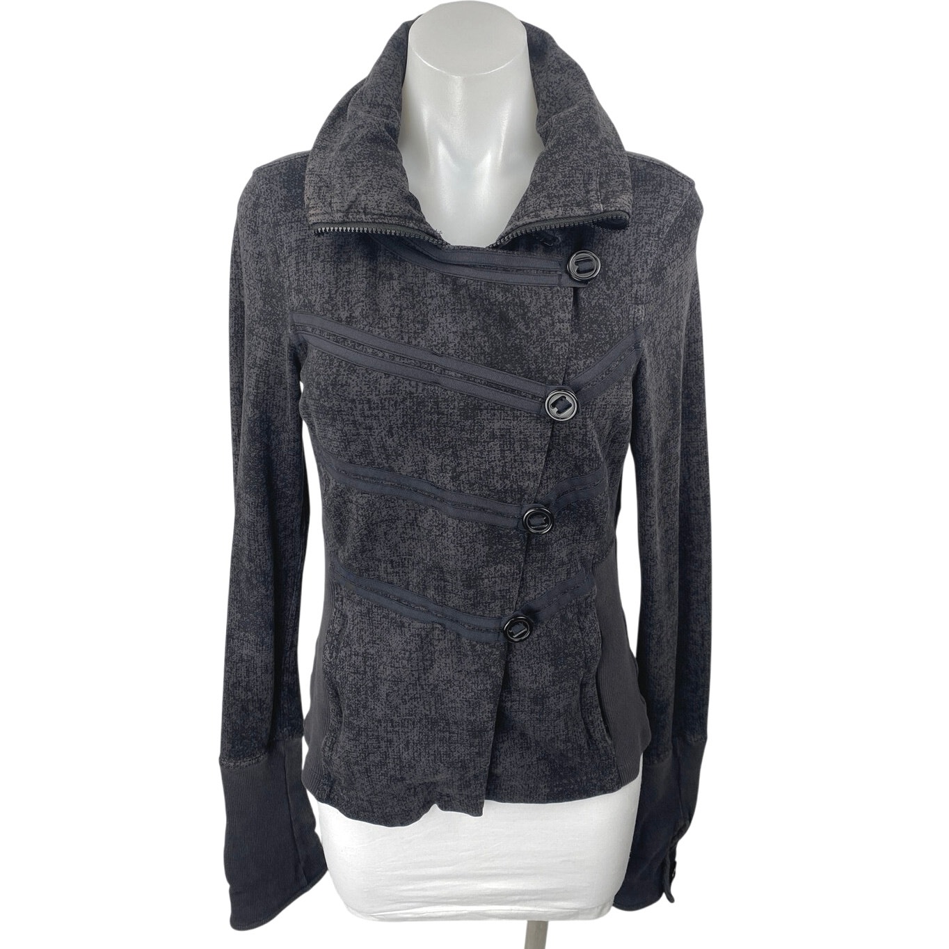 Lululemon Admiral Women's Black Army Military Long Sleeve Button Jacket Size 6